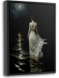 Gothic Moody Woman Canvas Wall Art - Moonlight Scene, 12x16 Inch - Dark Fantasy Decor - Variation of Moonlight Girl 16"L x 12"W