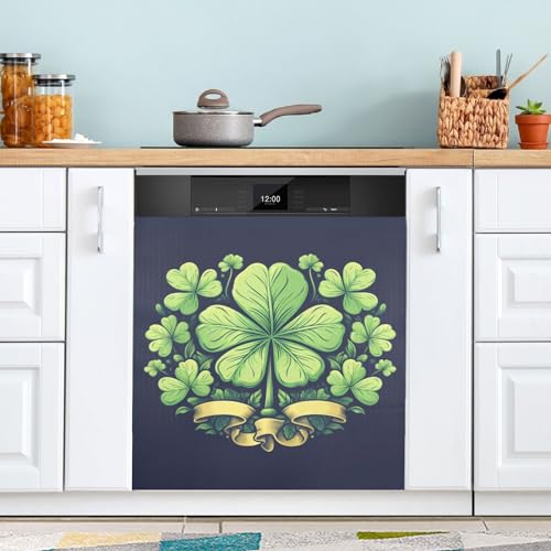 Magnetic Dishwasher Cover Shamrock Clover St. Patrick's Day Kitchen Decor - 23 x 26 inches