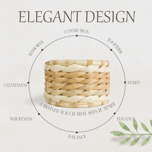 Set of 6 Rustic Handmade Seagrass Napkin Rings for Fall & Holidays – Farmhouse Woven Design