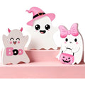 Halloween Ghost Decorations Set - 3 Pink Indoor Spooky Decor with Variation D