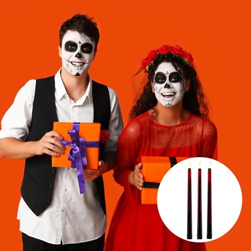 Halloween Black Bloody Flameless Taper Candles Set - 11 Inch, 6 Pack