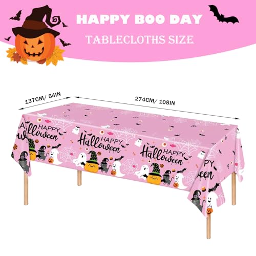 Pink Halloween Tablecloths Pack of 3 108x54 Inch Plastic Party Decor