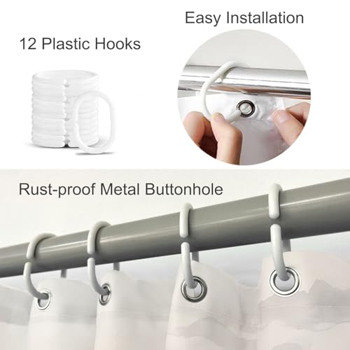 72x72 Inch Waterproof Mountain Tree Cloud Landscape Bathroom Shower Curtain with Hooks - Home Decoration