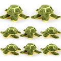 Sea Turtle Plush Pillow Set - 8 Soft Green Stuffed Animals, 10 Inch for Kids & Decor - Variation of Green