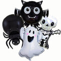 Halloween Skeletons, Ghost, Bat & Spider Foil Balloons Set - Black H