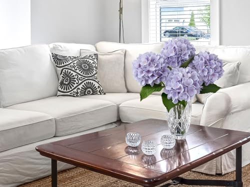 Pale Purple Hydrangea Artificial Flowers - 19.6 Inch Faux Bouquet, 4-Pack for Indoor & Outdoor Decor