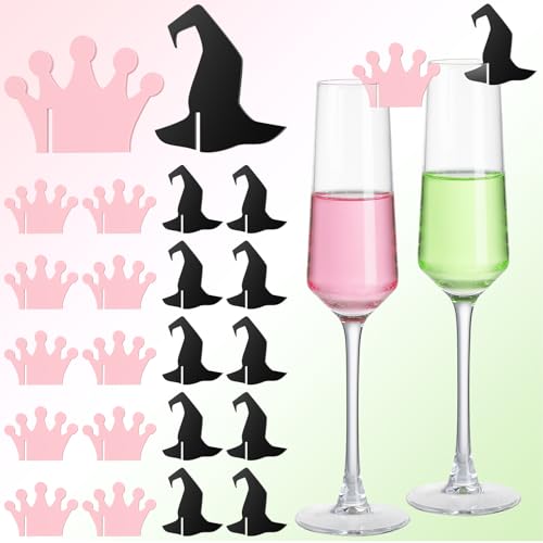 Princess and Witch Drink Markers Set - Crown & Hat Variations, 50 Pcs