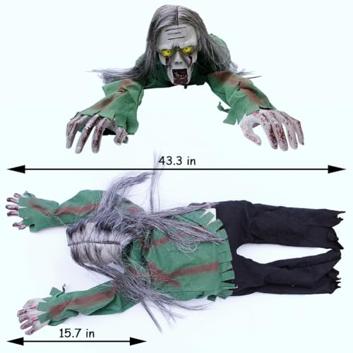 Halloween Creeping Ghost Prop 43 Inch Scary Skeleton with Voice & Light Effects