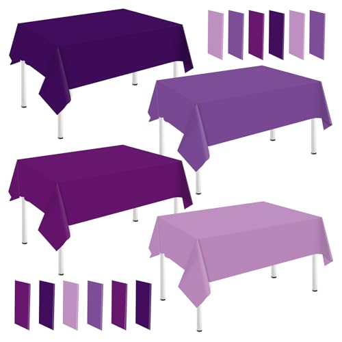 Purple Plastic Tablecloth 16Pcs 54x108 Inch Waterproof Party Cover - Gradient Purple
