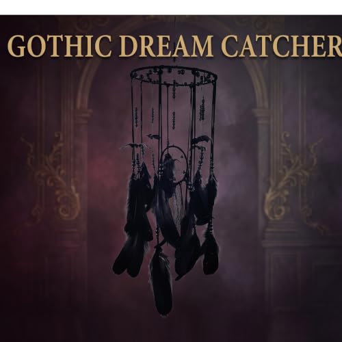 Halloween Gothic Black Dreamcatcher with Bat Ornaments - Wall Hanging for Witchy & Dark Decor - Variation Bat A
