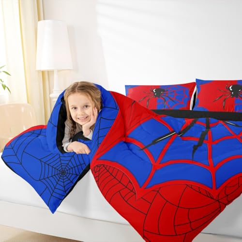 King Size Spider Web Comforter Set A3 - Halloween Gothic Insect Bedding with Pillowcases