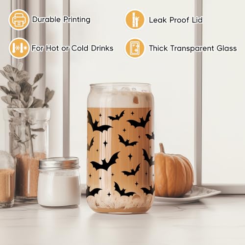 Halloween Bat Gift Cup - Spooky Glass Coffee Mug for Bat Lovers & Halloween Decor