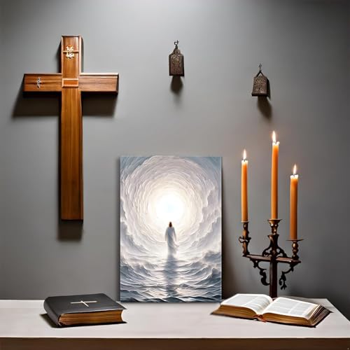 Jesus Wall Art Canvas - Walking on Water Biblical Religious Decor 12x16in - Variation: Canvas1