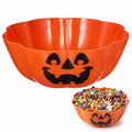 Large Halloween Trick or Treat Candy Bowl Pumpkin Decor Plastic Orange 11.6in