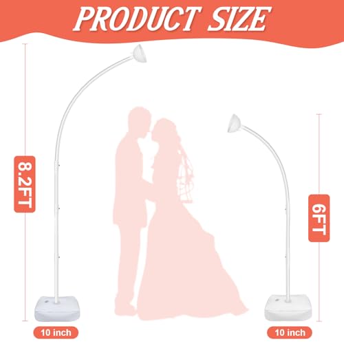 White Balloon Arch Kit 8.2FT & 6FT with Stand - Upgraded Half Arch Frame for Weddings & Parties