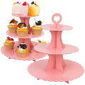 Pink 3-Tier Cupcake Stand 2 Pack Dessert Tower for Parties & Celebrations