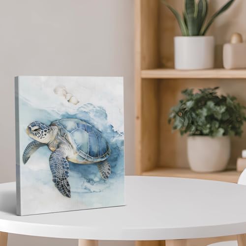 Sea Turtle Canvas Wall Art - Underwater Ocean Wall Decor, 8x10 Inches - Variation Turtle-03