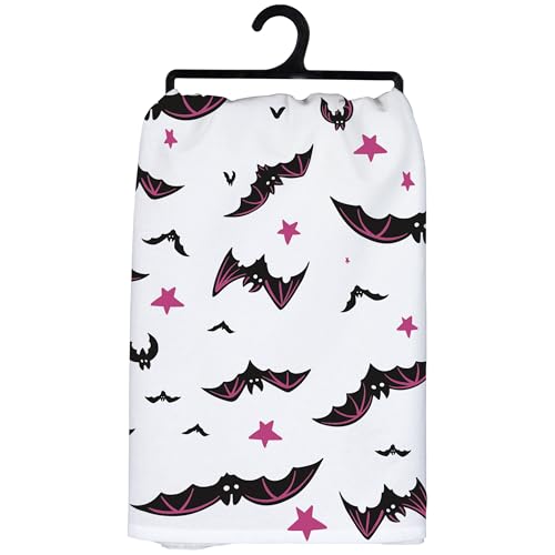 Halloween Kitchen Towel with Bat and Star Design - Absorbent Cotton Decor