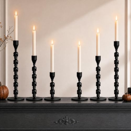 Halloween Skull Candle Holder Set of 3 - Gothic Metal Candlestick Holders with Adjustable Heads - Variation of THIS listing 6