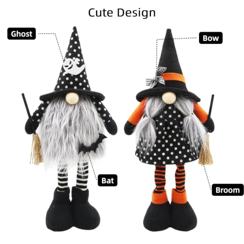 Halloween Gnome Figurines Set of 2 - Standing Halloween Home Decor - Variation of Halloween Gnome / Standard