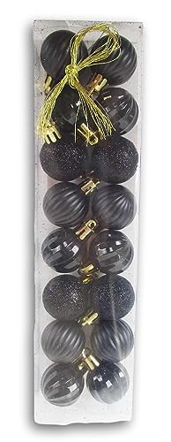 Halloween Shatterproof Glitter Mini Ornaments - Black, 16 Count