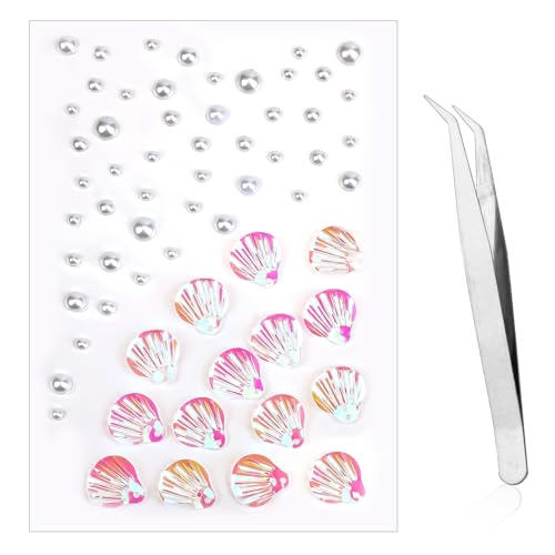 Face Gems Stickers Kit with Pearl & Pink Shells for Makeup & Crafts