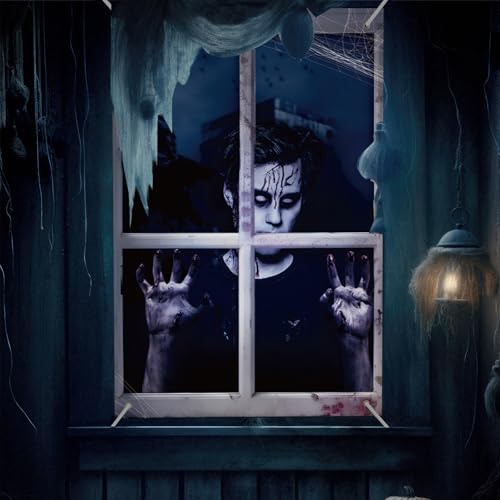 Halloween Ghost Window Decorations Curtain Set - Indoor Outdoor Scary Wall Decor - Style2