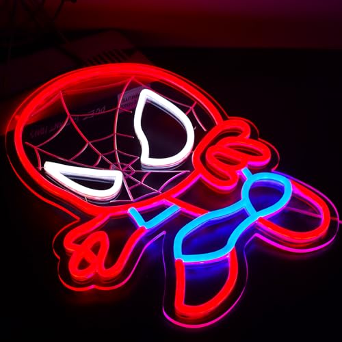 LED Spider Neon Sign for Wall Decor - Dimable Anime Light Up Display - Kids & Game Room Decoration - T-Spider Variation