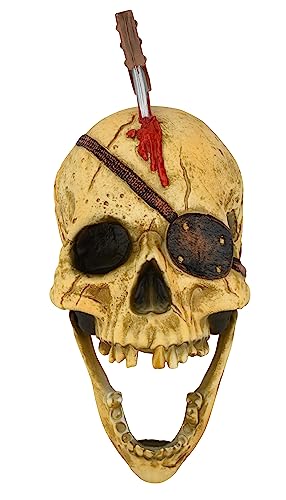 Large Pirate Skull Tree Topper for Halloween & Christmas - 10 Inch Decor