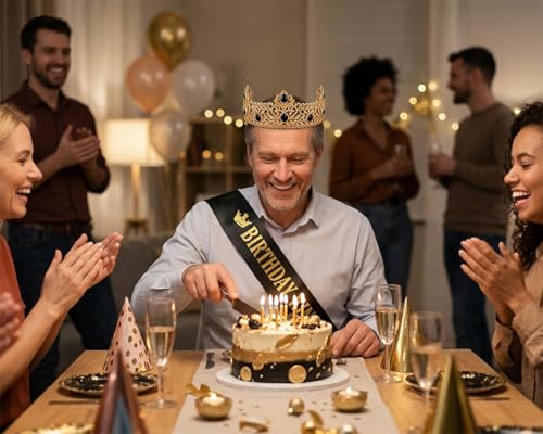 Birthday King Crown and Sash Set for Men - Royal Celebration Accessories