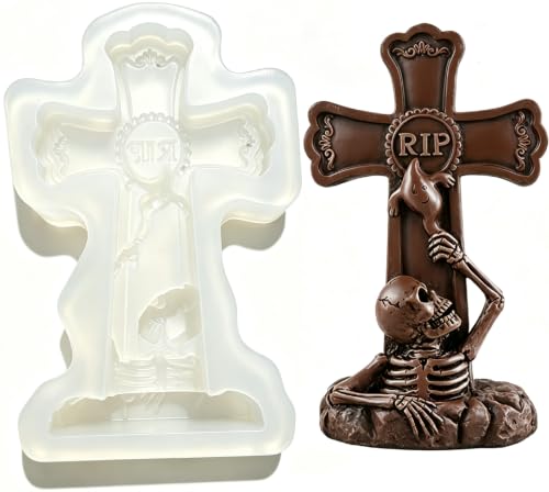 Halloween Skeleton Tombstone Silicone Mold for Cakes Candles and Crafts
