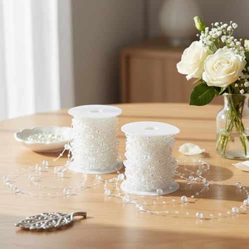 Colorful Artificial Pearl String Beads Chain for Wedding & DIY Crafts - 196 Feet