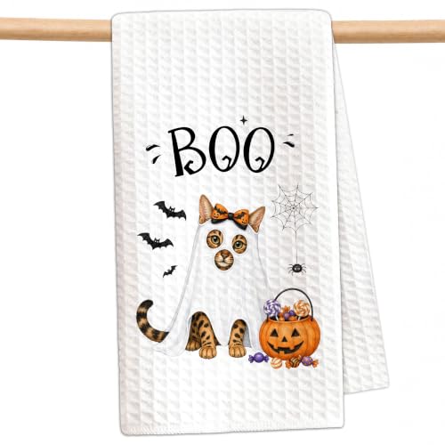 Bengal Cat Halloween Kitchen Towel - Funny Cat Lover Gift - 16x24 Inches