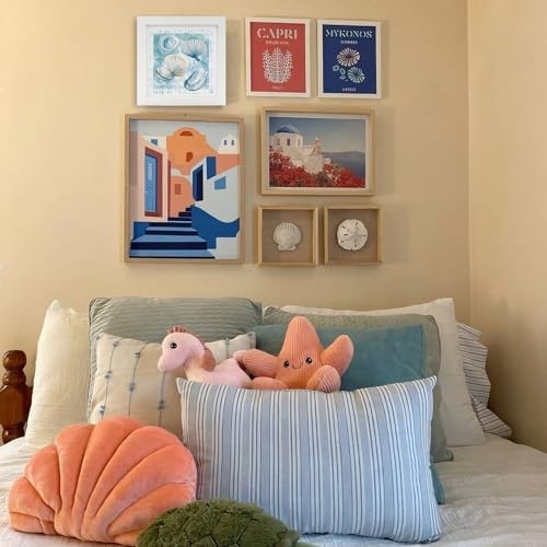 Coastal Seashell Wall Art Decor - Beach Room Wall Hanging, 7x7 Inch