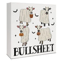 Halloween Cow Wooden Box Sign - Fall Decor, Cow Lover Gift, Spooky Pumpkin Bat - Variation 04
