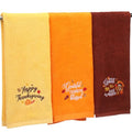 Halloween Hand Towels Set - Multicolor Embroidered Turkey - 3 Pieces, Autumn Decor