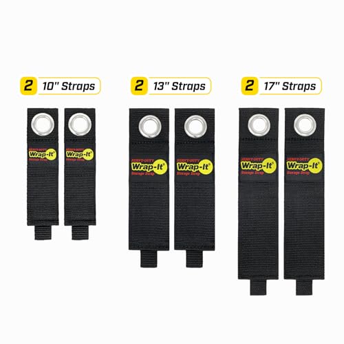 Heavy-Duty Wrap-It Storage Straps - Assorted 6-Pack, Black Tie Cords