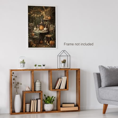 Unframed Vintage Fall Wall Art Pumpkin Witch Tea Party Canvas 11x14in