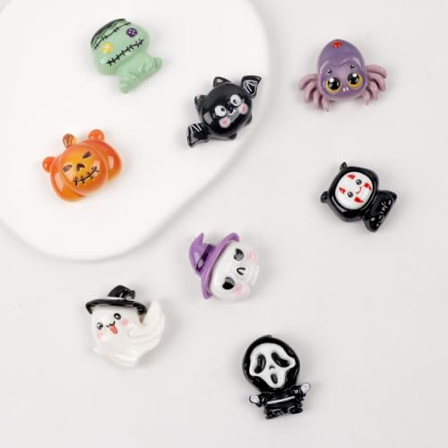 8 Pcs Halloween Refrigerator Magnets - Cute 3D Resin Ghost Pumpkins Bats