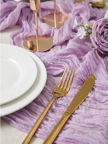 SUNRISING Purple Lilac Cheesecloth Table Runner 10Ft Rustic Boho Wedding & Party Decor