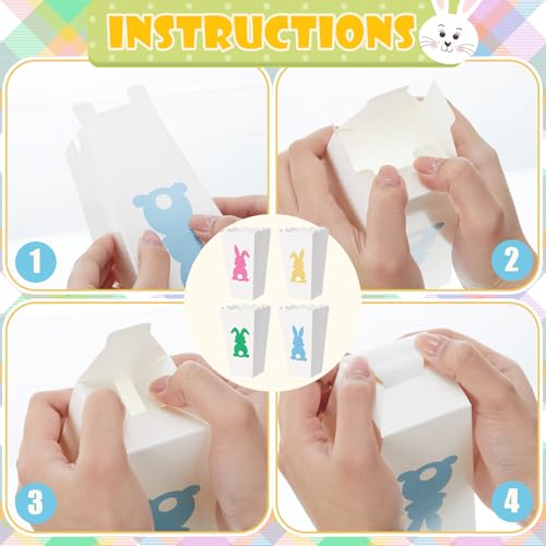 24 Pcs Easter Bunny Paper Popcorn Boxes - Treat & Party Favor Boxes