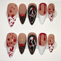 Halloween Press On Nails Almond Bloody French Tip Spider Web Ghost Set - Colorful 9