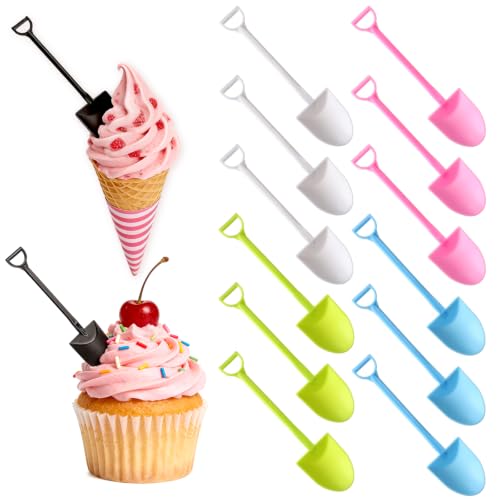Colorful Mini Shovel Spoons - Disposable Plastic Dessert Utensils, 60 Pack