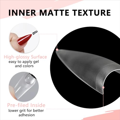 Long Stiletto Nail Tips Gel Press On Nails 216pcs - Half Cover, 12 Sizes