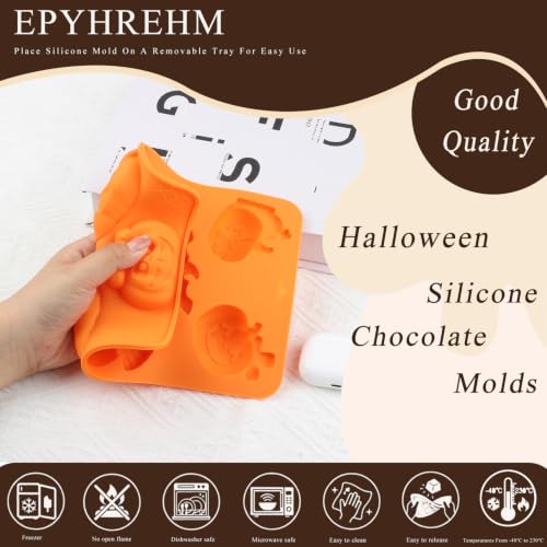 Halloween Silicone Chocolate Molds - 6 Cavities Jack O' Lantern Witch Hat Pumpkin