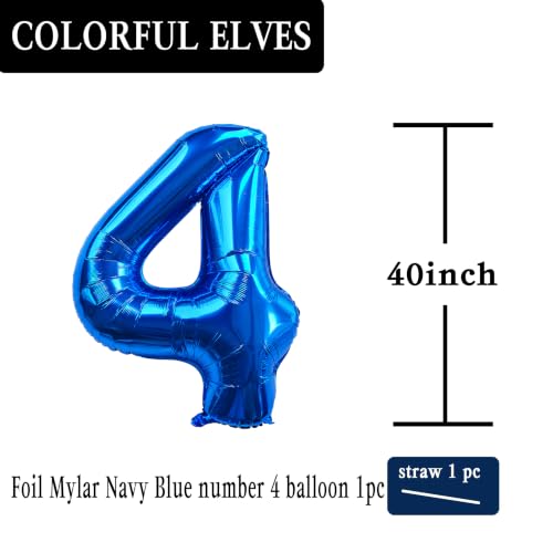 Navy Blue 4 Number Balloon N1-navy Blue 40 Inch Foil 4th Birthday Party Decoration
