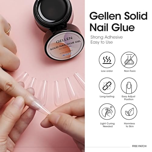 Solid Nail Glue Kit with 8G Glue and Mini UV/LED Lamp - Repositionable & Strong Hold