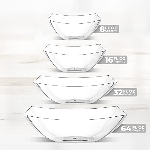 16oz Disposable Clear Plastic Square Serving Bowls - Pack of 4 - Party & Candy