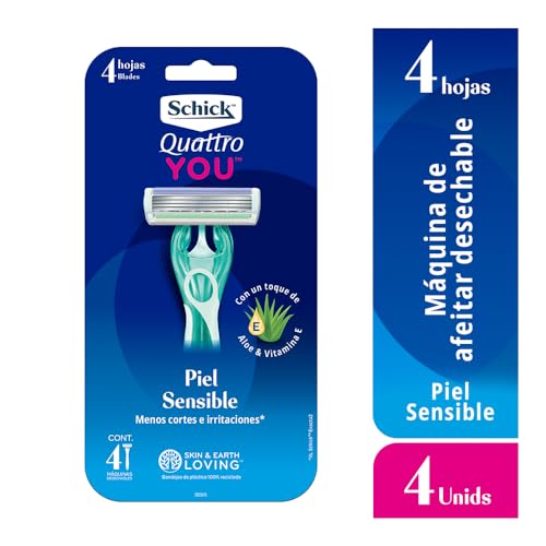 Schick Quattro You Sensitive Piece Of Mind Disposable Razor For Women, 4 Count