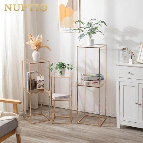 NUPTIO Gold Flower Stand Centerpieces, 23.6"/31.5"/39.4", 2-Layer,